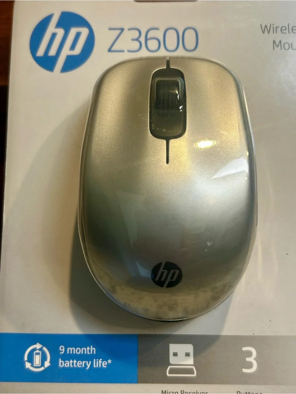 HP Z3600 Wireless Mouse — Silver and Black